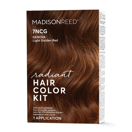 Madison Reed Radiant Hair Color Kit, Light Golden Red For 100% Gray Coverage, Ammonia-Free, 7Ncg Genova Red, Permanent Hair Dye,