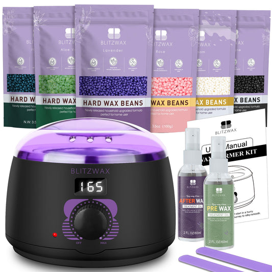 Blitzwax Wax Hair Removal Kit For Women Men Waxing Warmer For Sensitive Skin, Brazilian, Facial, Body And Eyebrow Digital Wax Ma