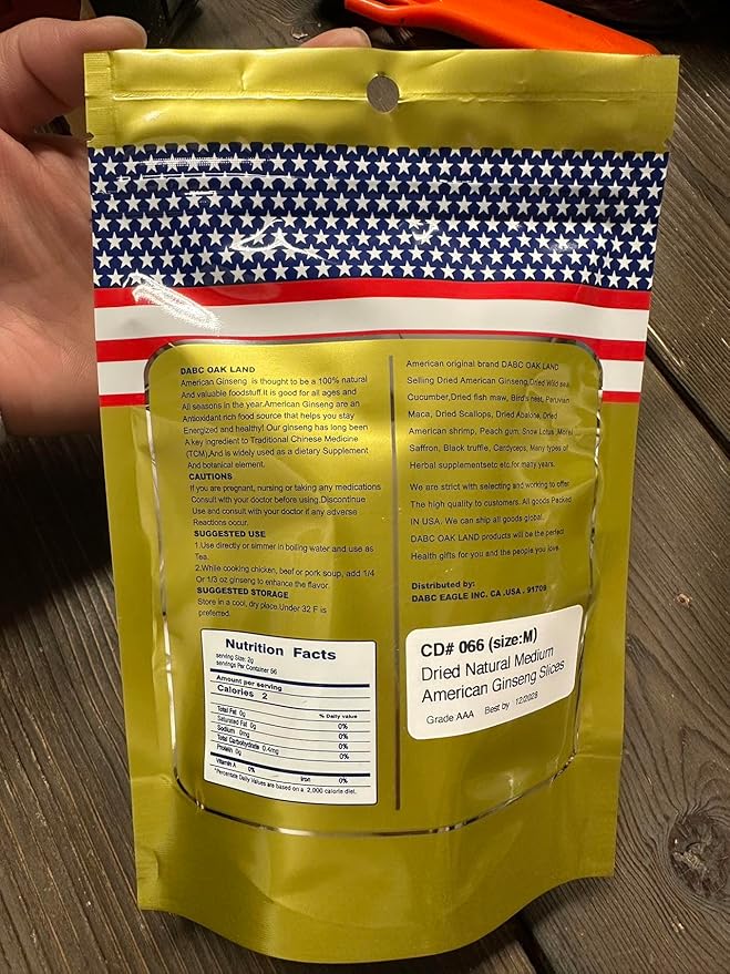 DOL American Ginseng Slices from Wisconsin (Sliced Ginseng Root Wisconsin Grown!Most People Use It to Make Ginseng Tea! Good for Health! 花旗参/西洋参 -in Bag (Small 4oz/Bag*2)