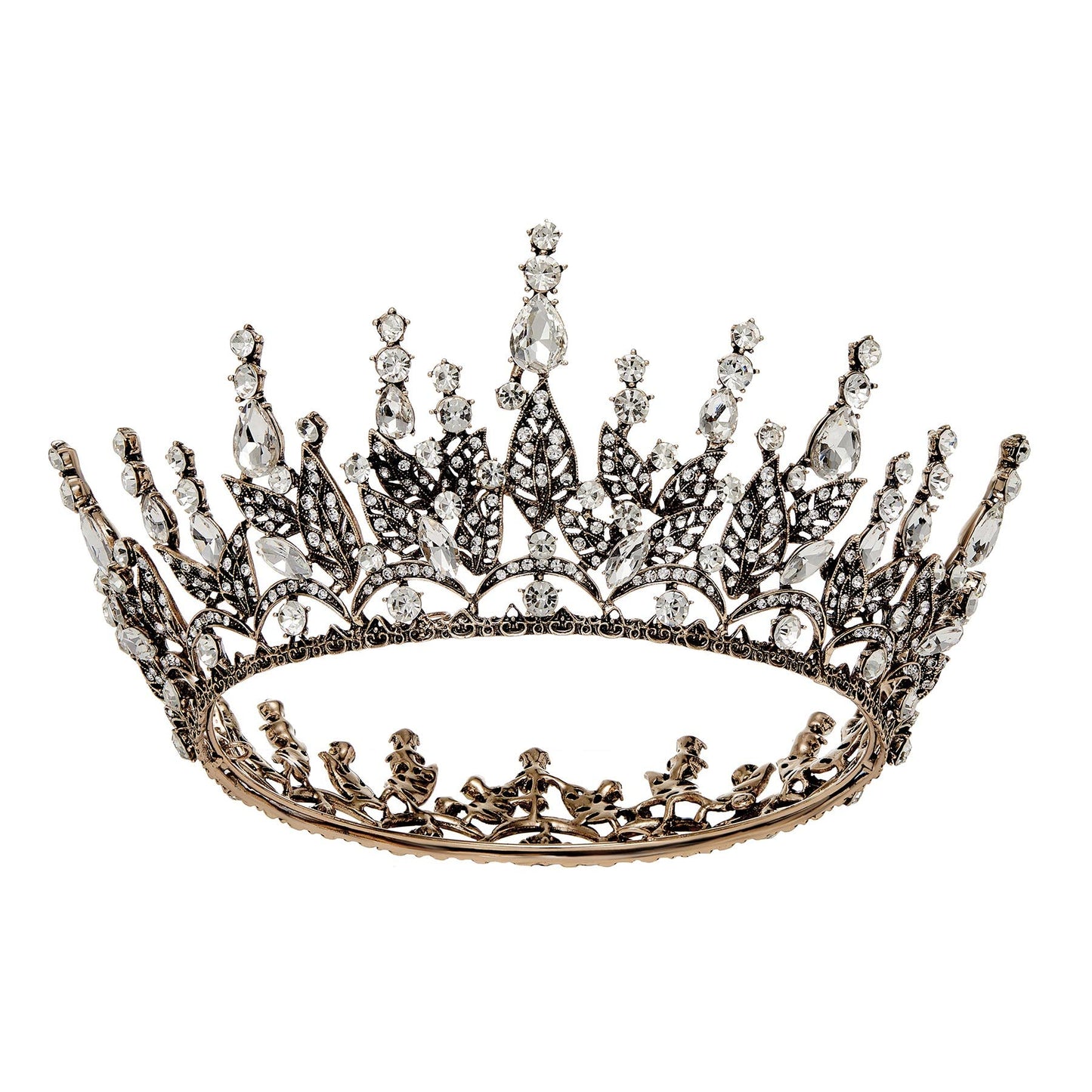 Sweetv Queen Crown For Women, Wedding Crown For Bride, Gothic Tiara Headpiece, Rhinestone Dark Hair Accessories For Brithday Cos