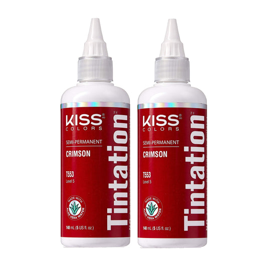 Kiss Tintation Semi-Permanent Hair Color 5 Ounce (Crimson (2 Pack))