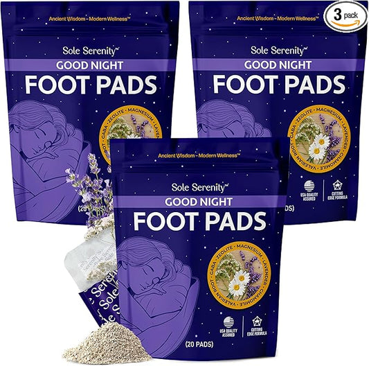 Lure Essentials Sole Serenity Good Night Foot Pads with Magnesium Glycinate, Valerian Root, Lavender (Calming) (3 Pack)