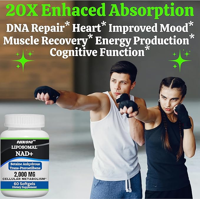 Liposomal NAD+ 2000 mg with TMG and Pterostilbene, Supports Healthy Aging-120 Softgels