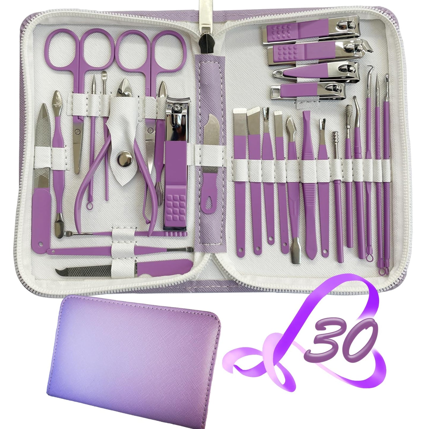 Manicure Set 30 In 1 Nail Clippers Set,Nail Manicure Kit For Women,Redflow Toenail Clippers,Pedicure Kit,Pedicure Tools,Suitable