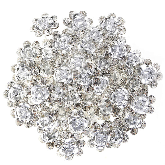 Betiteto 40 Pcs U-Shaped Flower Rhinestone Hair Pins Crystal Hair Accessories For Bridal Wedding Party Girls' Sweet Sixteen (Whi