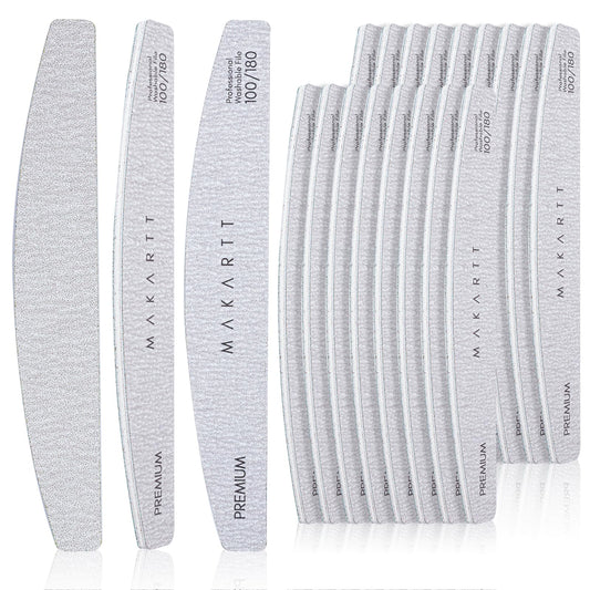 Makartt Nail File, 100/180 Grit 20 Pcs Nail Files For Natural Nails, Professional Strong Emery Boards For Nails Doubled Sides Wa