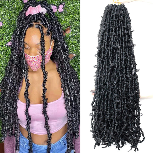 Lmzim 36 Inch Butterfly Locs Crochet Hair 5 Packs Long Distressed Soft Faux Locs, Crochet Braids Locs For Black Women