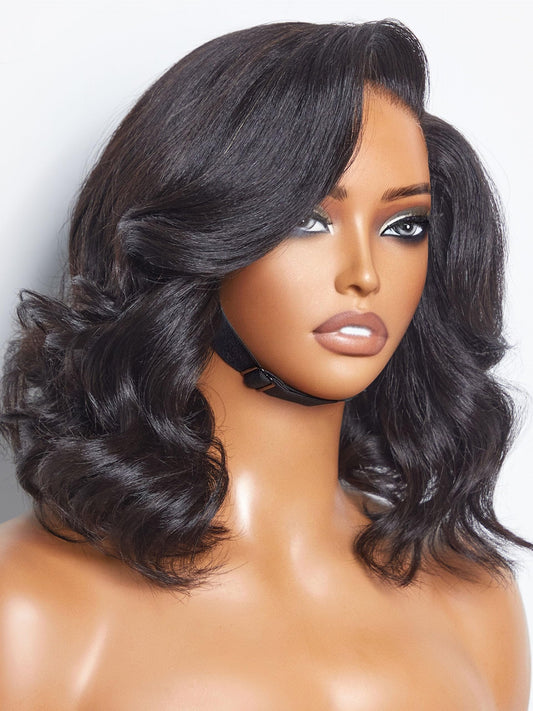 Luvme Hair 12 Inch Light Yaki Loose Wave Wig Gorgeous Human Hair, Undetectable Hd Lace Glueless Bob Wigs Human Hair Pre Plucked,