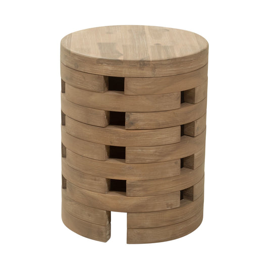 Mado Side Table Natural End Table, Modern Style, Painted Acacia Wood round shape tabletop, Acacia Wood, Outdoor Living