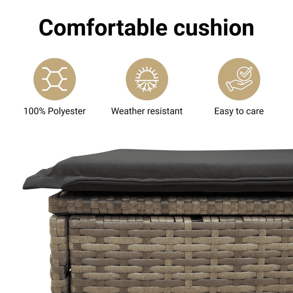 vidaXL Garden Sofa Set Gray PE rattan Medium Adjustable Feet